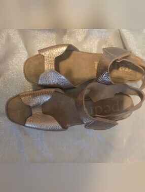 Pedro Garcia Fama Platform Wedge Sandal Bronze Size 40 New 650$
